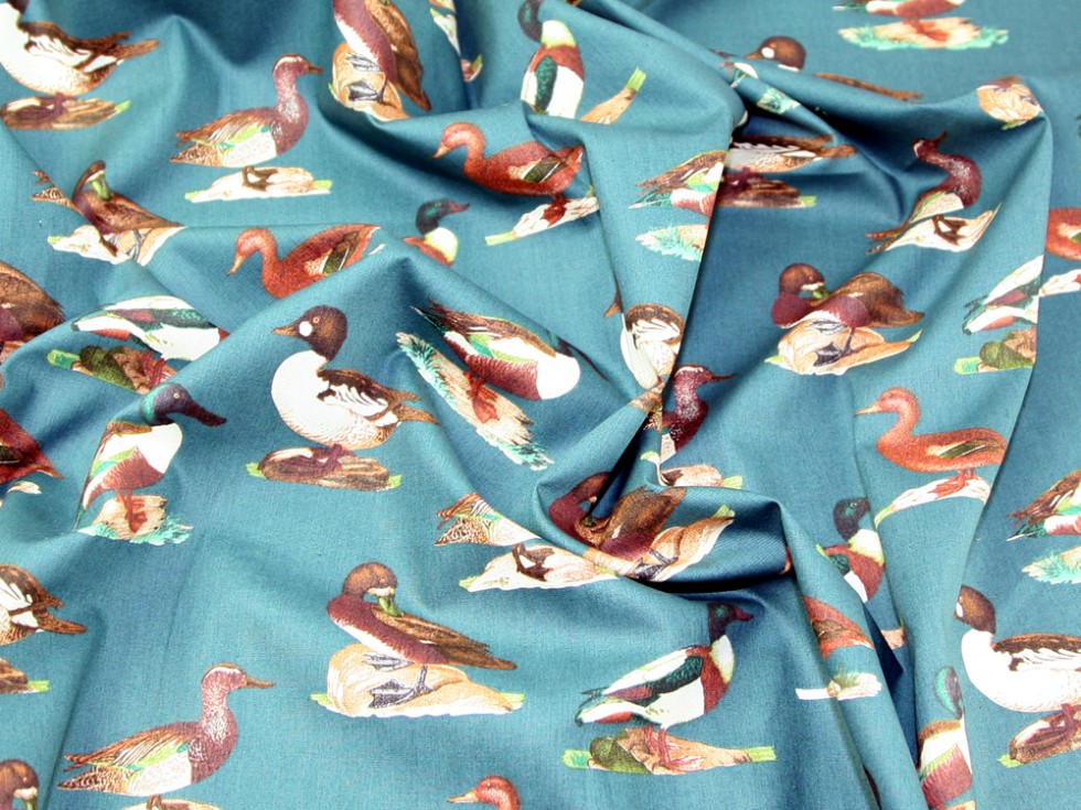 Ducks Print Cotton Poplin Fabric (CP0340M)