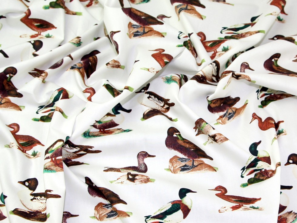Ducks Print Cotton Poplin Fabric (CP0340M)