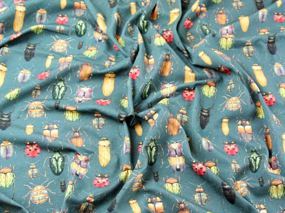 Bugs & Beetles Print Stretch Cotton Jersey Knit Dress Fabric Jl35541m
