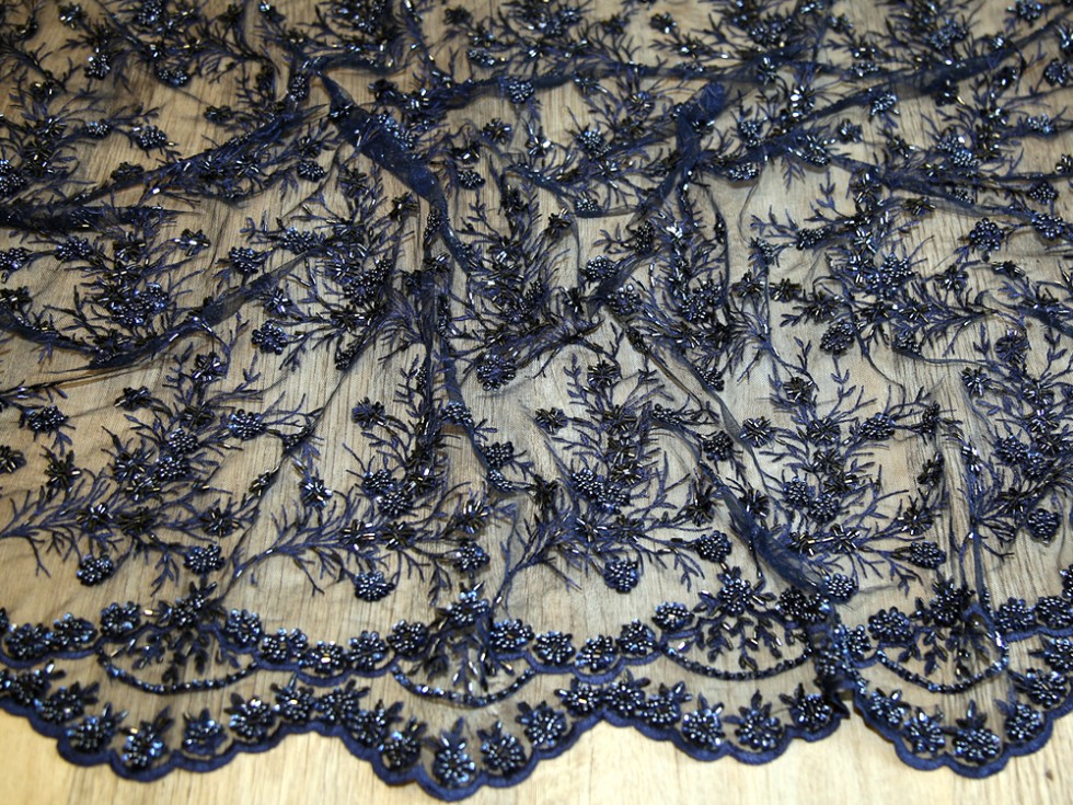 Beaded Scalloped Edge Couture Bridal Lace Fabric (MVHH305IvoryM) eBay