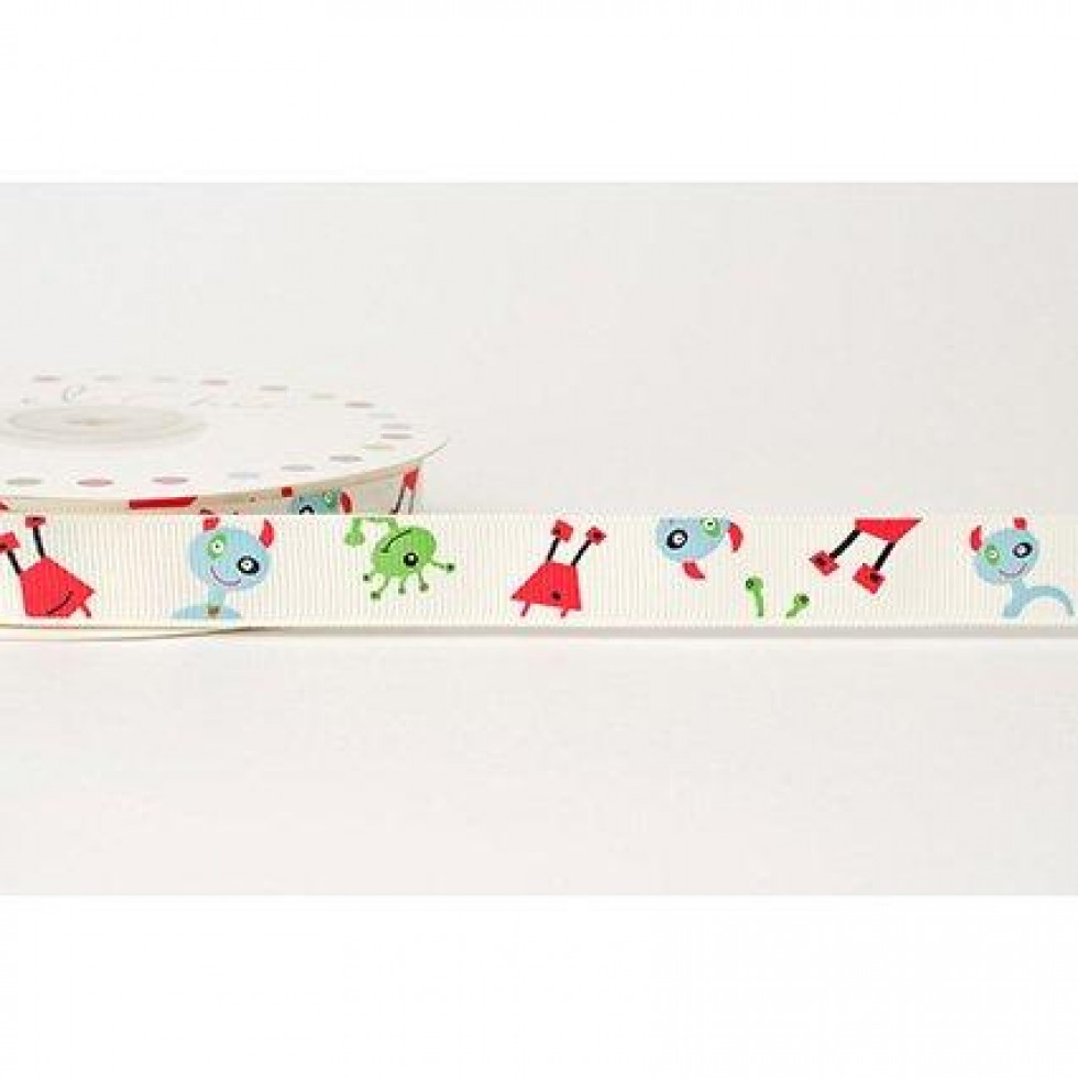 RC030-16-01-M Reel Chic Alien Print Grosgrain Ribbon