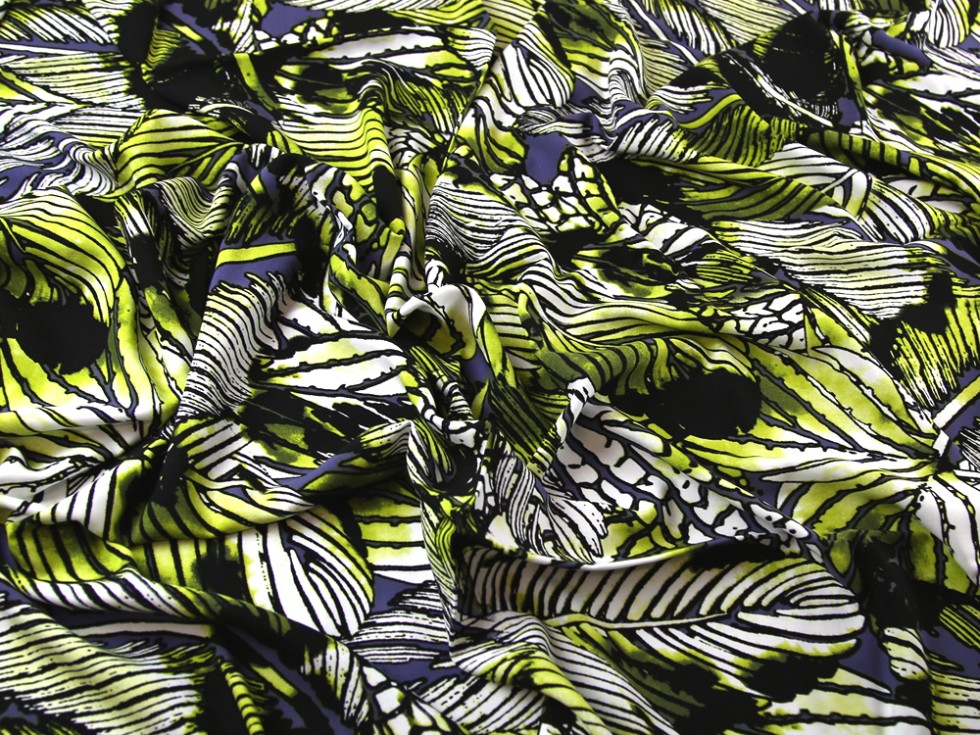 Tropical Leaf Print Viscose Challis Dress Fabric (C7187-Turq-M) | eBay