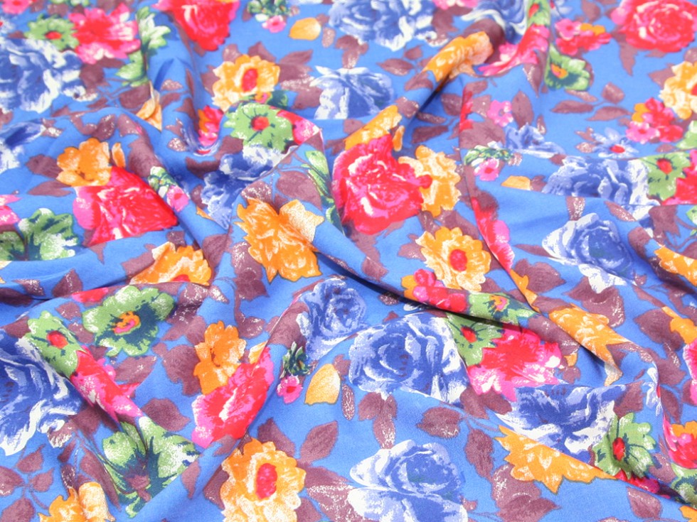Bright & Bold Floral Print Viscose Challis Dress Fabric (Challis009M) eBay