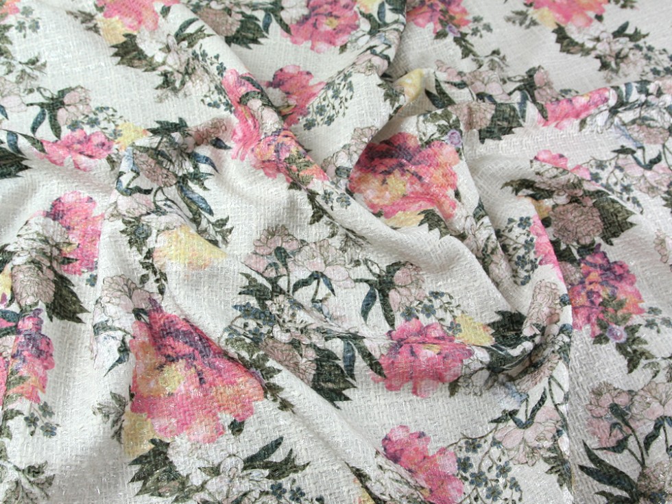 Spanish Floral Lurex Heavy Woven Tweed Dress Fabric (CHANELESTAMPADOM