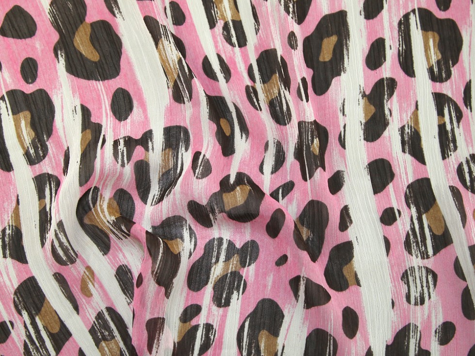 EM-LeopardYoryu24934-Pink-M Animal Print Yoryu Georgette Dress Fabric