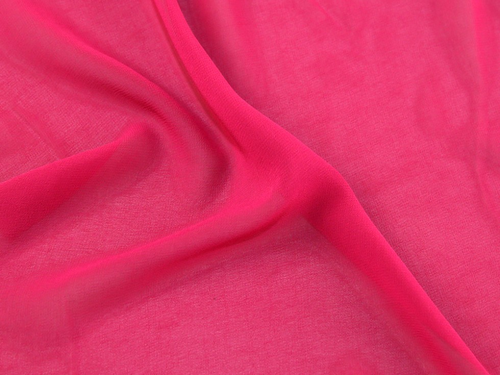 Plain Soft Mousseline Robe Tissu EM-silkchiffonlook-Cerise-M