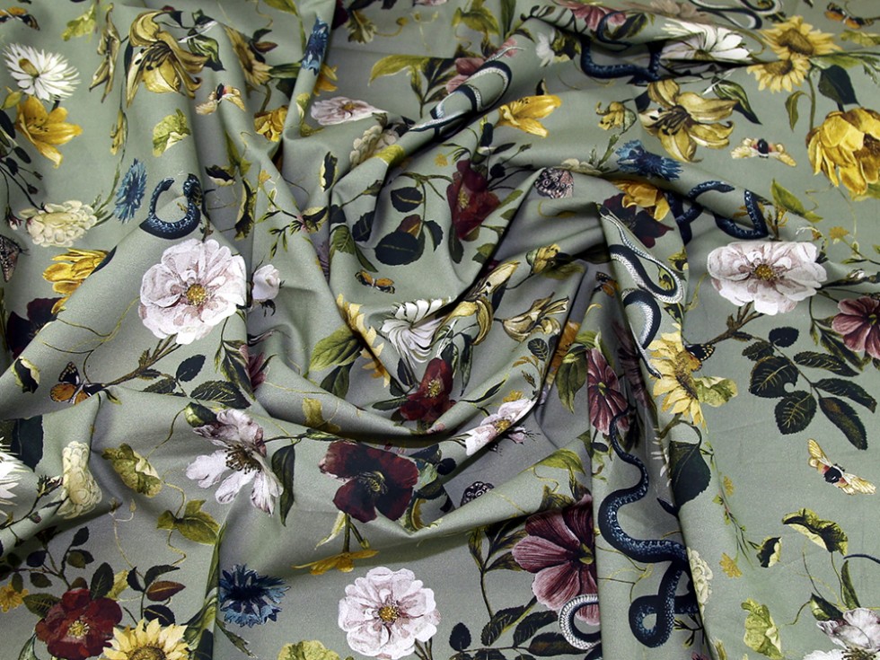 LM-1072-Anacond... Lady McElroy Anaconda Anthesis 100% Cotton Lawn Dress Fabric 